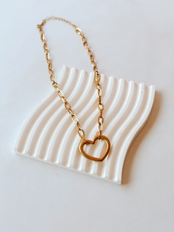 JEWELLERY - Bulky Chain with Gold HEART Necklace (Stainless Steel)