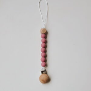 Baby Dummy Clip - Beads Pink