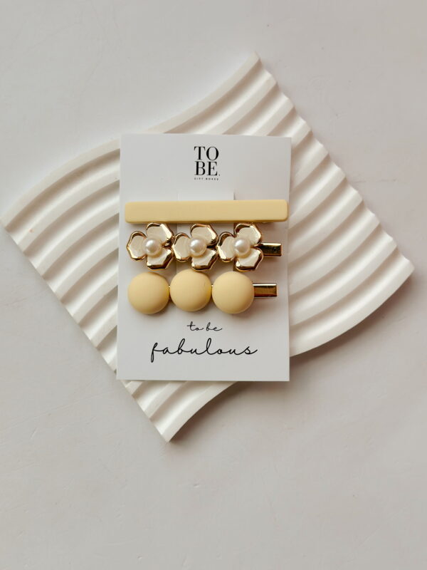 Hair Clip Set of 3 - Yellow & Cream Flowers