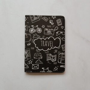 Card & Passport Case - Black & White Travel Doodles