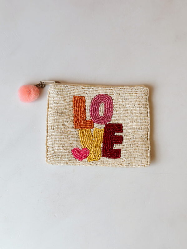 🩷Cosmetic & Money Pouch - Beaded (LOVE)