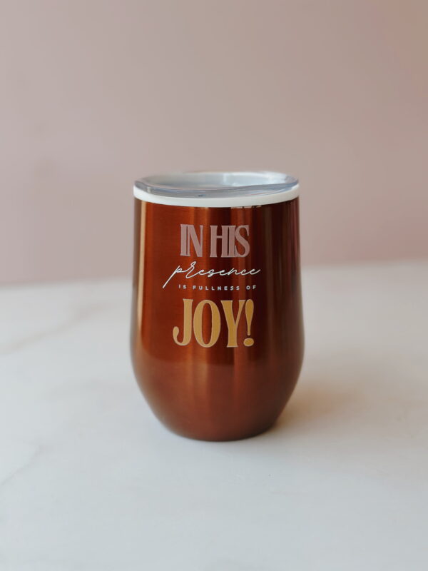 🐰 Coffee & Wine Tumbler - In His PRESENCE is FULLNESS of JOY (Orange)