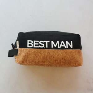 Men's toiletry bag - BEST MAN (BLACK AND CORK)