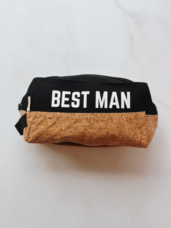 Men's toiletry bag - BEST MAN (BLACK AND CORK)