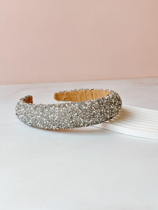 Alice Band - Thick Silver Sparkly Beads