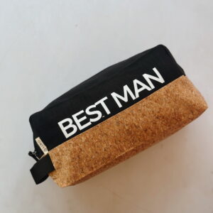 Men's toiletry bag - BEST MAN (BLACK AND CORK)