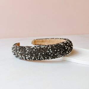 Alice Band - Thick Grey Sparkly Beads