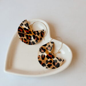 JEWELLERY - Earrings - Gold Fan Leopard Print Hoops