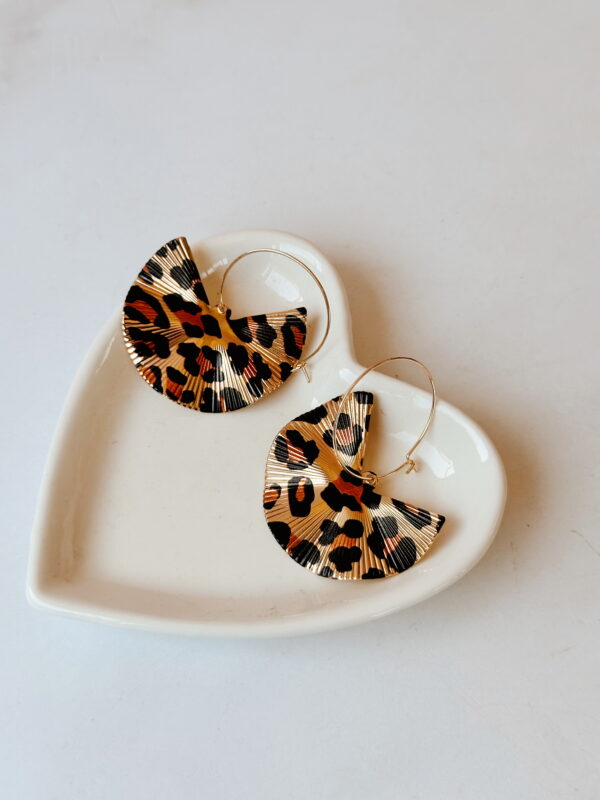 JEWELLERY - Earrings - Gold Fan Leopard Print Hoops