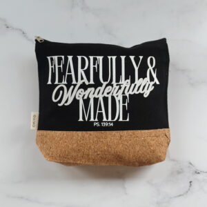 🐆 Cosmetic Bag -Fearfully & Wonderfully Made (Black & Cork)