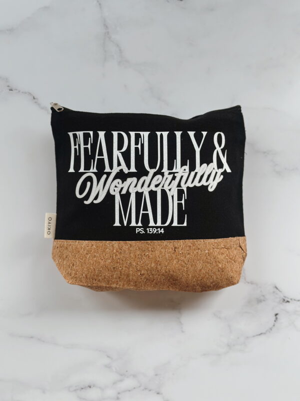 🐆 Cosmetic Bag -Fearfully & Wonderfully Made (Black & Cork)