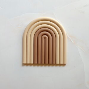 Home - Rainbow Silicone Coaster / Decoration (Brown & Cream)