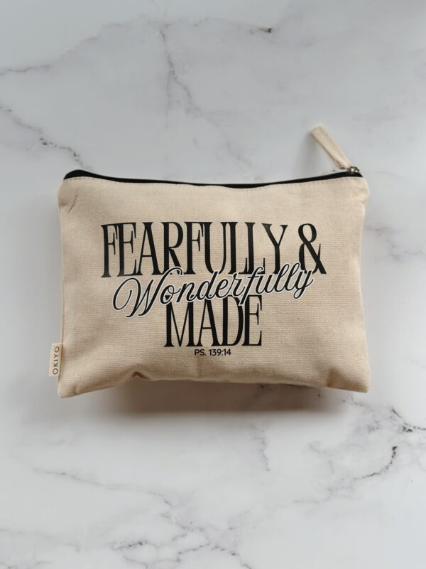 🐆 Cosmetic Bag - Fearfully & Wonderfully Made (Cream)