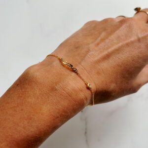 🐆 JEWELLERY -Sterling Silver Dainty Mama Bracelet 18K Gold Plated