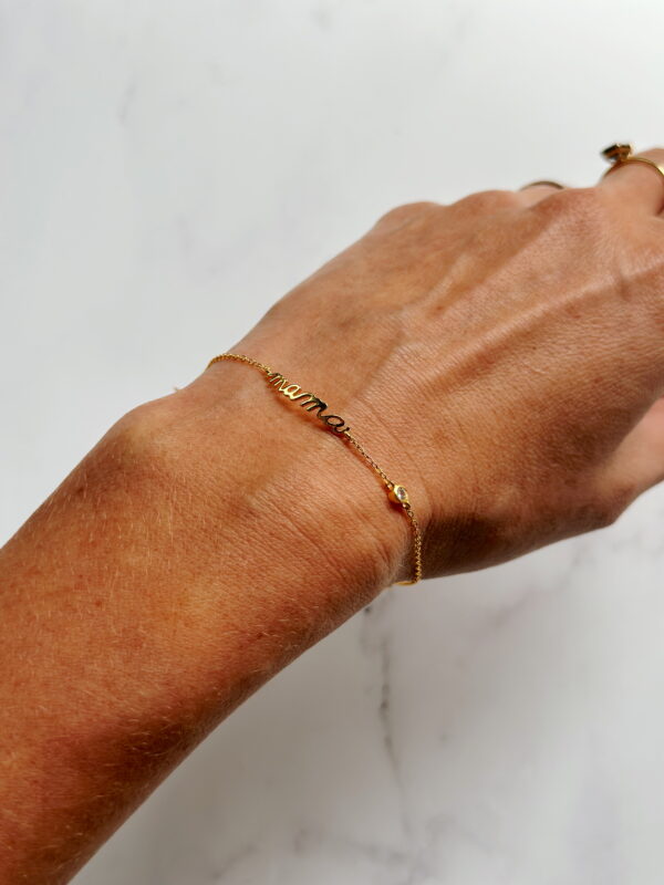 🐆 JEWELLERY -Sterling Silver Dainty Mama Bracelet 18K Gold Plated