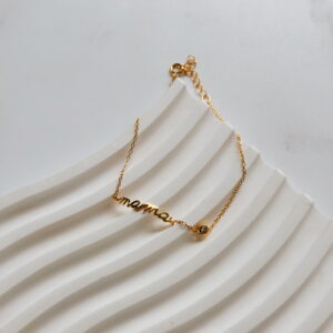 🐆 JEWELLERY -Gold MAMA Necklace ( Sterling Silver)