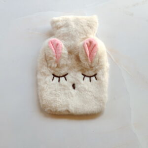 🐆 Mini Fluffy Hot Water Bottle - Cream White