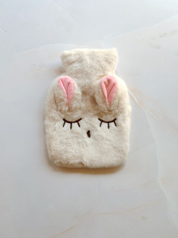 🐆 Mini Fluffy Hot Water Bottle - Cream White