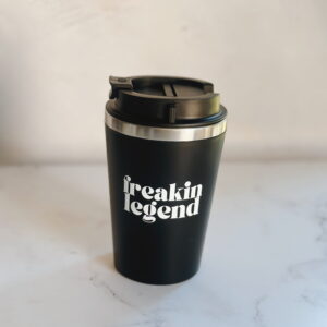 🫶🏼 Coffee & Wine Tumbler with black lid - Freakin Legend (Black)