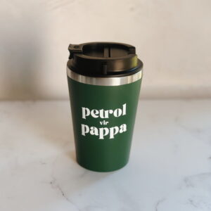 🫶🏼 Coffee & Wine Tumbler with black lid - Petrol vir Pappa (Green)