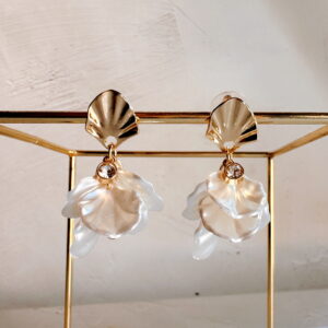 JEWELLERY - Earrings - White and Gold Shell with Diamond Studs