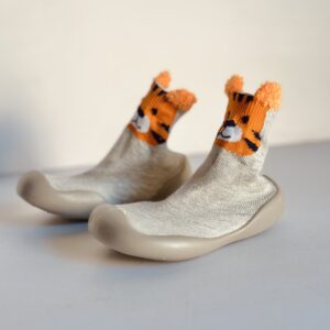 Baby Shoes - Cream Sock Boots (TIGER)
