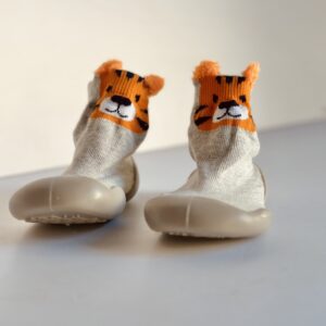 Baby Shoes - Cream Sock Boots (TIGER)
