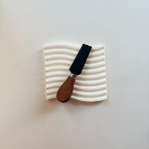 Homeware - Dark wood Cheese Knife (Black Blade) (Square Tip)