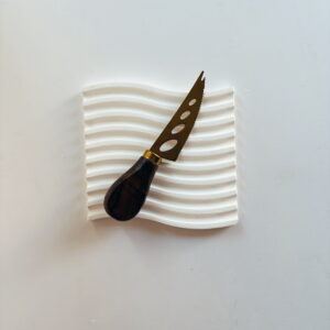 Homeware - Dark wood Cheese Knife (Gold blade) (Classic sharp Tip with Holes)