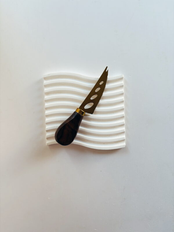 Homeware - Dark wood Cheese Knife (Gold blade) (Classic sharp Tip with Holes)
