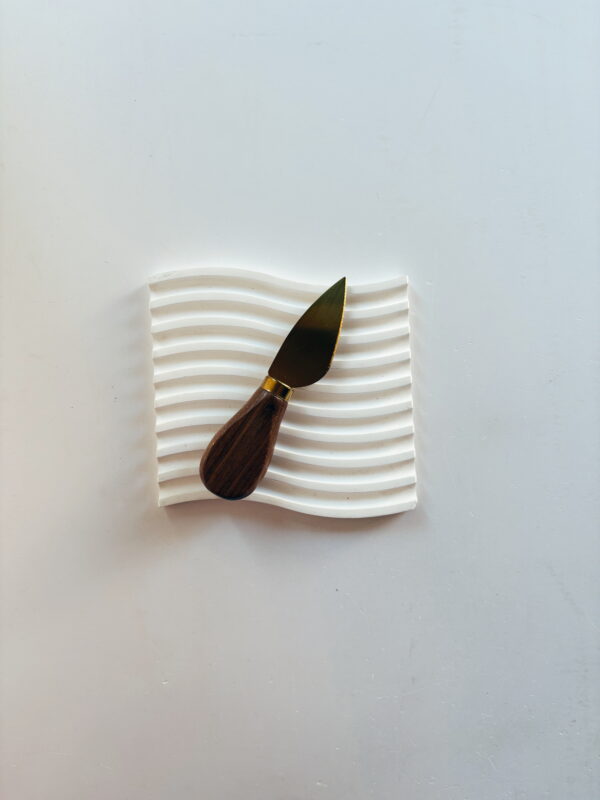 Homeware - Dark Wood Cheese Knife (Gold Blade) (Sharp Point)