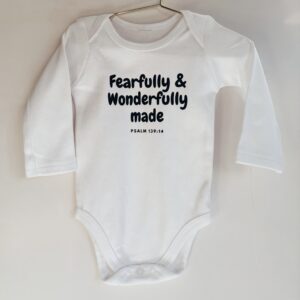 Baby onesie - Fearfully & Wonderfully Made  (3-6 months) Long Sleeve