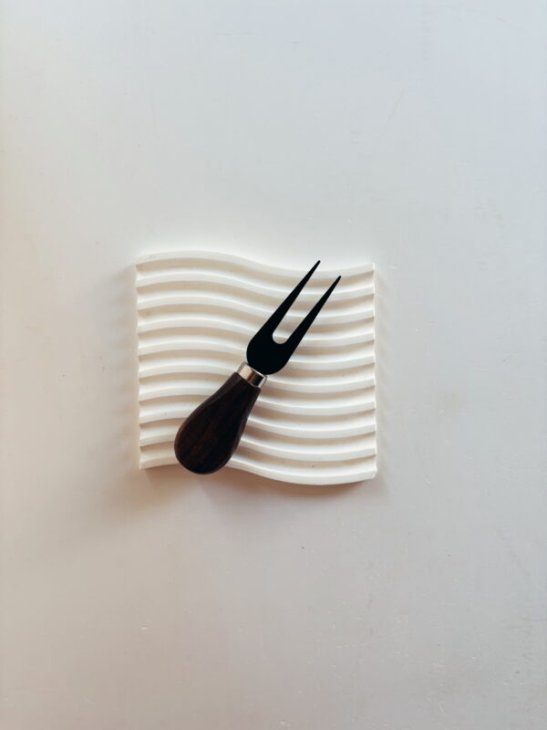 Homeware - Dark Wood Cheese Knife (black Blade)(Fork)