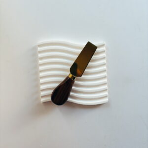 Homeware - Dark wood Cheese Knife (Gold Blade) (Square Tip)