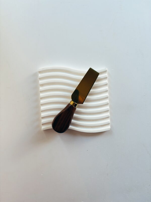 Homeware - Dark wood Cheese Knife (Gold Blade) (Square Tip)
