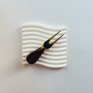Homeware - Dark Wood Cheese Knife (Gold Blade)(Fork)