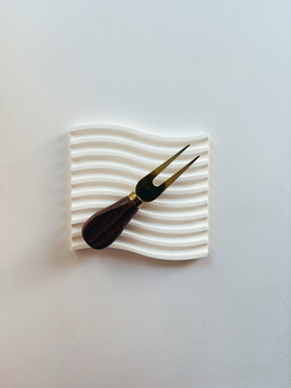 Homeware - Dark Wood Cheese Knife (Gold Blade)(Fork)
