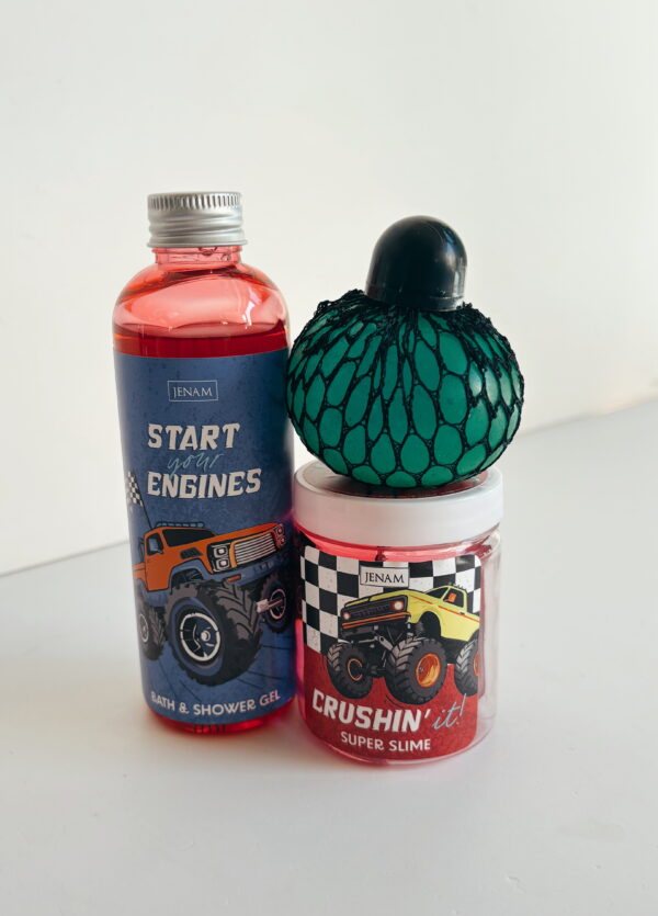 🌸Big Wheels Extreme Adventure - 200ml Bath & Shower Gel, Squishy Toy & Slime