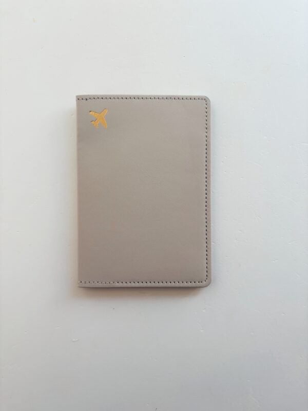 🌸Card & Passport Case - Cream/ Grey Airplane