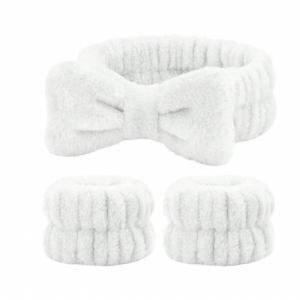 Makeup Headband & Wristband set - White