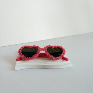 Sunglasses - Little Girls heart framed daisies coral