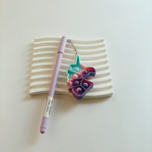 🌸Stationery -Fine Tip Pens With Detachable Pop it Toy - Purple- 17cm