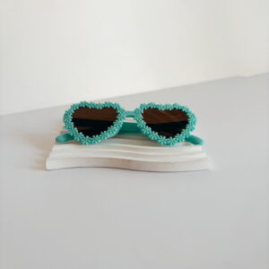 🌸Sunglasses - Little Girls Heart Frame Turquoise Daisies