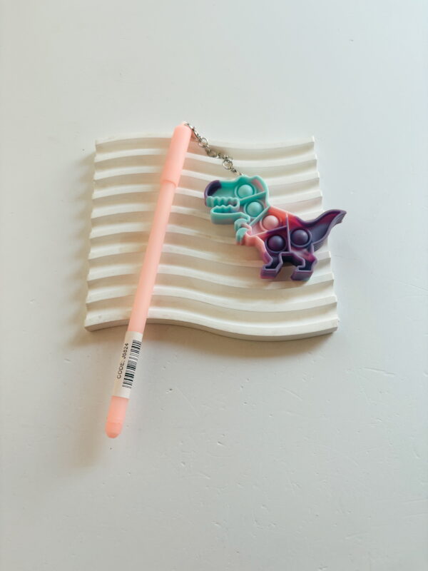 🌸Stationery -Fine Tip Pens With Detachable Pop it Toy - Pink- 17cm