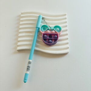 🌸Stationery -Fine Tip Pens With Detachable Pop it Toy - Blue- 17cm