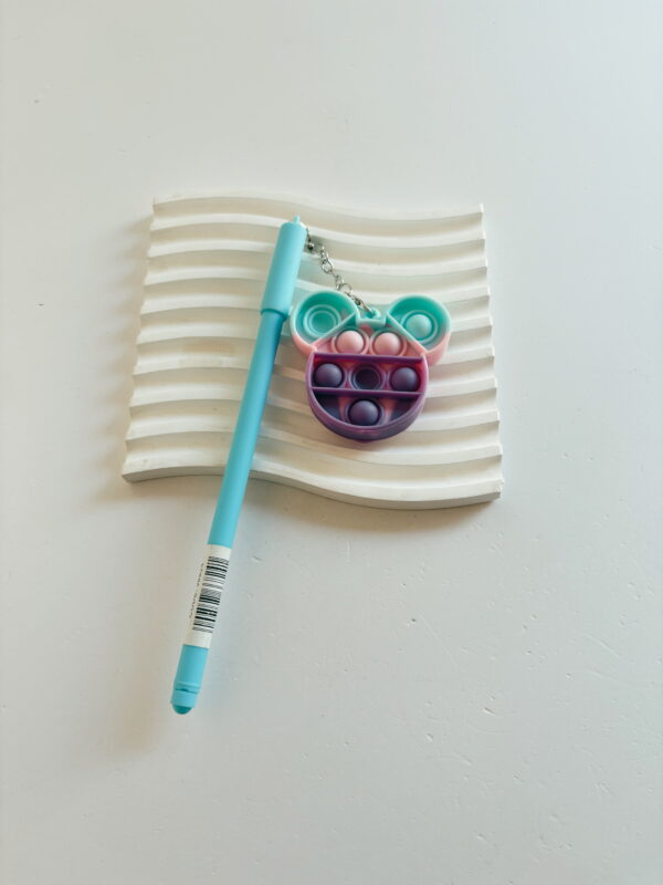 🌸Stationery -Fine Tip Pens With Detachable Pop it Toy - Blue- 17cm