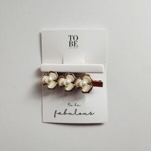 Hair Clip Set of 2 - White and Pearl Flowers