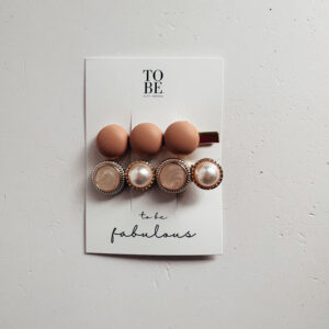 Hair Clip Set of 2 - Pink & Rose Gold buttons