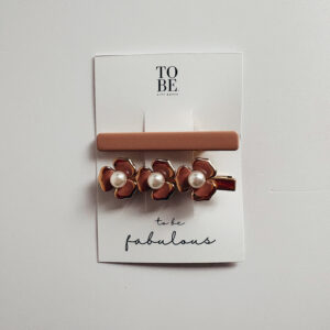 Hair Clip Set of 2 - Pink and Pearl Flowers