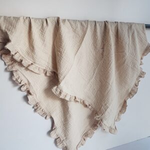 Baby Receiving Blanket - Ruffled Cream